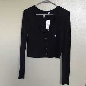 Black ribbed cropped long sleeve